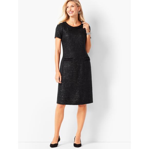 Talbots Tweed & Pearl shift dress black 14 - Picture 1 of 8